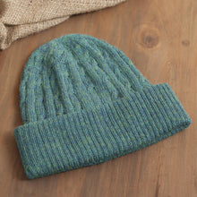 Load image into Gallery viewer, Teal 100% Alpaca Cable Pattern Soft Knit Hat From Peru - Comfy in Teal | NOVICA