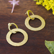 Load image into Gallery viewer, 18k Gold Plated Sterling Silver Circles Dangle Earrings - Sun Circles | NOVICA