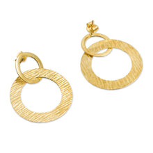 Load image into Gallery viewer, 18k Gold Plated Sterling Silver Circles Dangle Earrings - Sun Circles | NOVICA