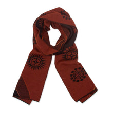 Load image into Gallery viewer, Men's Black and Mahogany Alpaca Blend Scarf from Peru - Mahogany and Black Cosmovision | NOVICA