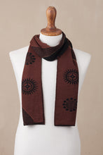 Load image into Gallery viewer, Men's Black and Mahogany Alpaca Blend Scarf from Peru - Mahogany and Black Cosmovision | NOVICA