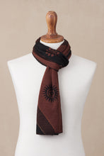Load image into Gallery viewer, Men's Black and Mahogany Alpaca Blend Scarf from Peru - Mahogany and Black Cosmovision | NOVICA