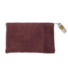 Load image into Gallery viewer, Handwoven Floral Wool Clutch in Mahogany from Peru - Peruvian Bouquet | NOVICA