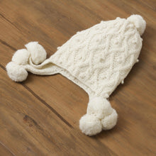 Load image into Gallery viewer, Diamond Pattern 100% Alpaca Knit Hat in Alabaster from Peru - Diamond Elegance in Alabaster | NOVICA