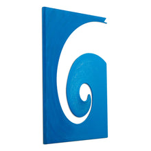 Load image into Gallery viewer, Modern Steel and Cotton Wall Sculpture in Blue from Peru - Evolution in Blue | NOVICA