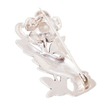 Load image into Gallery viewer, Peruvian Silver Brooch of a Hand Clutching a Flower - Natural Universe | NOVICA