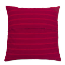 Load image into Gallery viewer, Striped Alpaca Blend Cushion Covers in Crimson (Pair) - Striped Style | NOVICA