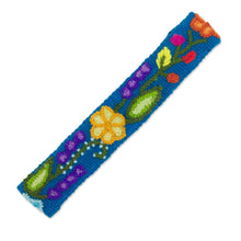 Load image into Gallery viewer, Embroidered Floral Wool Headband in Teal from Peru - Teal Garden | NOVICA