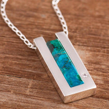 Load image into Gallery viewer, Modern Chrysocolla Pendant Necklace Crafted in Peru - Contemporary Minimalist | NOVICA