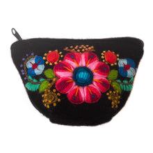 Load image into Gallery viewer, Hand Embroidered Floral Coin Purse - Paradise | NOVICA