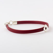 Load image into Gallery viewer, Red Faux Leather Unity Bracelet with Sterling Silver 4 mm - Red Chacana Unity | NOVICA