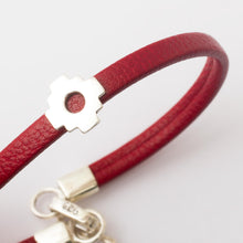 Load image into Gallery viewer, Red Faux Leather Unity Bracelet with Sterling Silver 4 mm - Red Chacana Unity | NOVICA