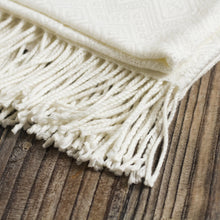 Load image into Gallery viewer, Textured White Alpaca Acrylic Blend Throw Blanket from Peru - White Andean Textures | NOVICA