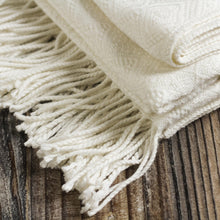 Load image into Gallery viewer, Textured White Alpaca Acrylic Blend Throw Blanket from Peru - White Andean Textures | NOVICA