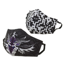 Load image into Gallery viewer, 2 Black & White Cotton Blend Nose Clip Masks 3-Layers (Pair) - Animal Games | NOVICA