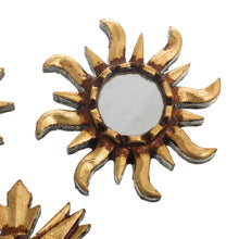 Load image into Gallery viewer, Mirrored Wall Accents with Sun Shapes (Set of 3) - Ancient Suns in Bronze | NOVICA