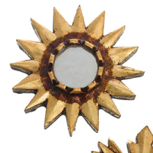Load image into Gallery viewer, Mirrored Wall Accents with Sun Shapes (Set of 3) - Ancient Suns in Bronze | NOVICA