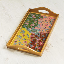 Load image into Gallery viewer, Reverse-Painted Glass Floral Tray - Miraflores Flora | NOVICA