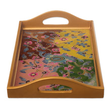 Load image into Gallery viewer, Reverse-Painted Glass Floral Tray - Miraflores Flora | NOVICA