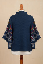 Load image into Gallery viewer, 100% Baby Alpaca Wool Blue Poncho From Peru - Jane | NOVICA