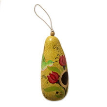 Load image into Gallery viewer, Multicolored Dried Gourd Birdhouse - Tulips and Hummingbird | NOVICA
