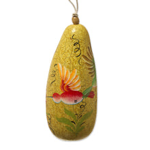 Load image into Gallery viewer, Multicolored Dried Gourd Birdhouse - Tulips and Hummingbird | NOVICA