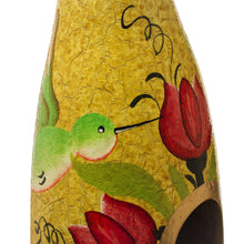 Load image into Gallery viewer, Multicolored Dried Gourd Birdhouse - Tulips and Hummingbird | NOVICA