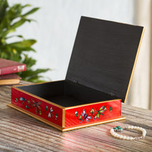 Load image into Gallery viewer, Andean Reverse-Painted Glass Dragonfly Box in Red - Red Dragonfly Days | NOVICA