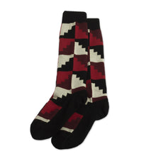 Load image into Gallery viewer, Red and Black Unisex Socks - Nazca | NOVICA
