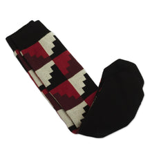 Load image into Gallery viewer, Red and Black Unisex Socks - Nazca | NOVICA