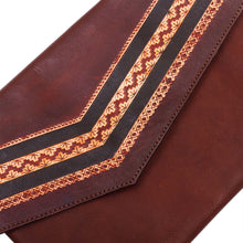 Load image into Gallery viewer, Tooled Leather Convertible Messenger Wristlet Bag from Peru - Andean Summer | NOVICA