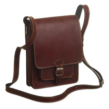 Load image into Gallery viewer, Andean Leather Crossbody Messenger Bag from Peru - Little Adventure | NOVICA