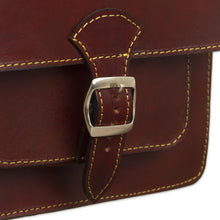 Load image into Gallery viewer, Andean Leather Crossbody Messenger Bag from Peru - Little Adventure | NOVICA