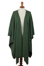 Load image into Gallery viewer, Knit Alpaca Blend Ruana in Green from Peru - Cedar Falls | NOVICA