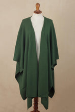 Load image into Gallery viewer, Knit Alpaca Blend Ruana in Green from Peru - Cedar Falls | NOVICA