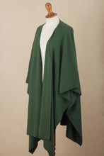 Load image into Gallery viewer, Knit Alpaca Blend Ruana in Green from Peru - Cedar Falls | NOVICA