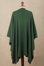 Load image into Gallery viewer, Knit Alpaca Blend Ruana in Green from Peru - Cedar Falls | NOVICA