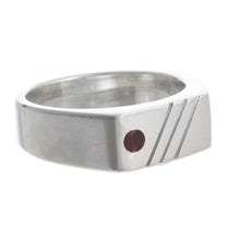 Load image into Gallery viewer, Men's Sterling Silver and Carnelian Geometric Ring from Peru - Orange Vision | NOVICA