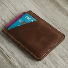 Load image into Gallery viewer, Two Slot Camel Brown Leather Card Holder from Peru - Weekender in Camel | NOVICA