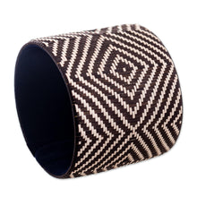 Load image into Gallery viewer, Natural Fiber Dark Brown and Ivory Cuff Bracelet - Singing Dove | NOVICA