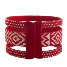 Load image into Gallery viewer, Natural Fiber Red and Off-White Cuff Bracelet from Colombia - Harvest Weave | NOVICA