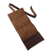 Load image into Gallery viewer, Brown Leather Cable Organizer - Tech Moves | NOVICA