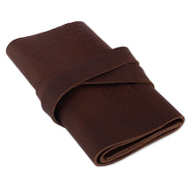 Load image into Gallery viewer, Brown Leather Cable Organizer - Tech Moves | NOVICA