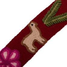 Load image into Gallery viewer, Wool Belt with Llama Embroidery - Llamas on Claret | NOVICA