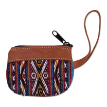 Load image into Gallery viewer, Hand Woven Coin Purse with Leather - Inca Colors | NOVICA