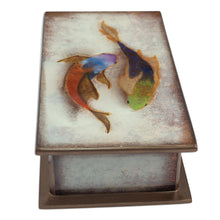 Load image into Gallery viewer, Fish Themed Reverse-Painted Glass Box - Ocean Harmony in White | NOVICA