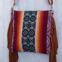 Load image into Gallery viewer, Wool Shoulder Bag with Suede Trim - Inca Inspiration | NOVICA
