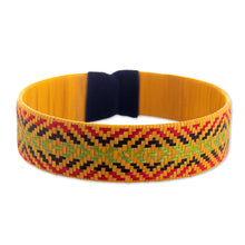 Load image into Gallery viewer, Zenu Multicolored Natural Fiber Cuff Bracelet from Colombia - Caribbean Sun | NOVICA