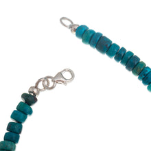Load image into Gallery viewer, Chrysocolla Beaded Silver Bracelet - Endless Sea | NOVICA
