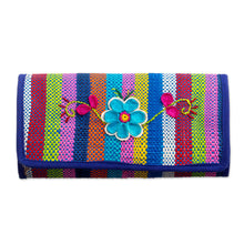 Load image into Gallery viewer, Artisan Crafted Woven Palm Fiber Wallet - Northern Flowers in Blue | NOVICA